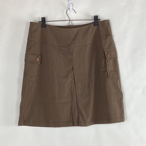Christopher Banks Stretch Brown Knee Length Thick Skirt with Pockets - Picture 1 of 12